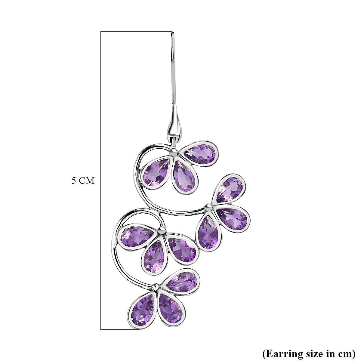 Sajen Silver- African Amethyst Earring with Hook in Rhodium Overlay Sterling Silver 8364087 5