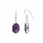 African Amethyst Earring with Hook in Silver Plated 10.00 Ct.