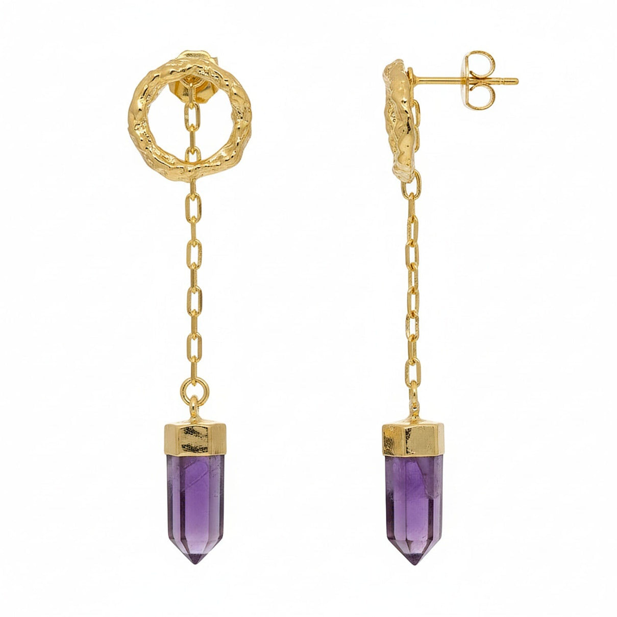 African Amethyst Earring with Push Back in Yellow Gold Plated 12.00 Ct. 8262237 0