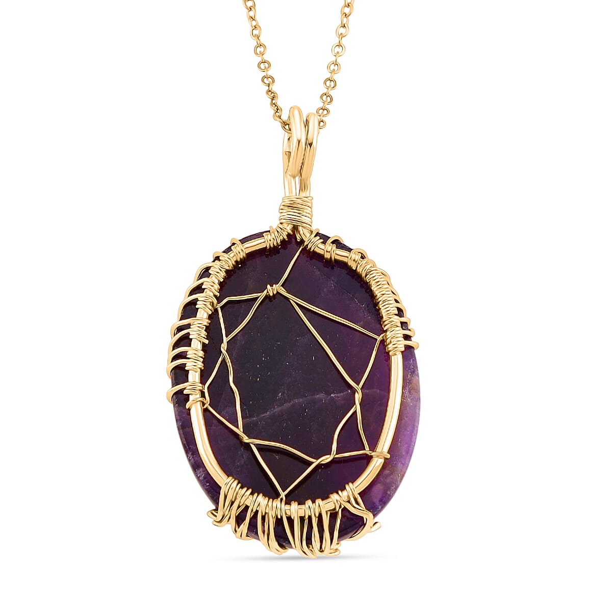 African Amethyst Ethereal Tree of Life Pendant with Chain (Size 20 - 2 Ext) in Yellow Gold Plated 20.00 Ct. 4426033 5