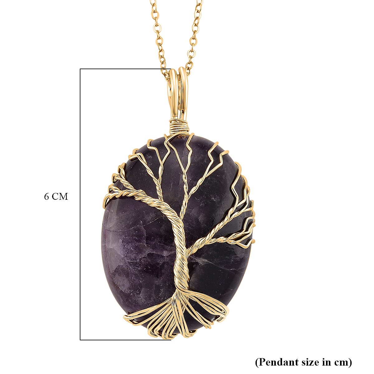 African Amethyst Ethereal Tree of Life Pendant with Chain (Size 20 - 2 Ext) in Yellow Gold Plated 20.00 Ct. 4426033 7