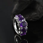 AAA African Amethyst Ring in Rhodium Overlay Sterling Silver 3.97 Ct.