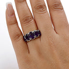 AAA African Amethyst Ring in Rhodium Overlay Sterling Silver 3.97 Ct.