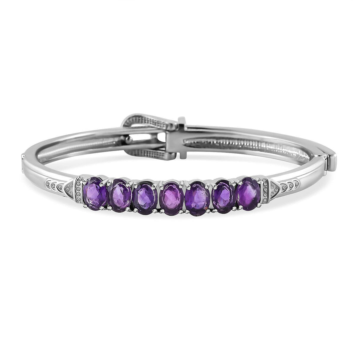 Amethyst Adjustable Buckle Bangle (Size - 6.5 -8) in Stainless Steel 5.06 Ct. 7308242 0