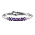Amethyst Adjustable Buckle Bangle (Size - 6.5 -8) in Stainless Steel 5.06 Ct.