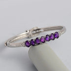Amethyst Adjustable Buckle Bangle (Size - 6.5 -8) in Stainless Steel 5.06 Ct.