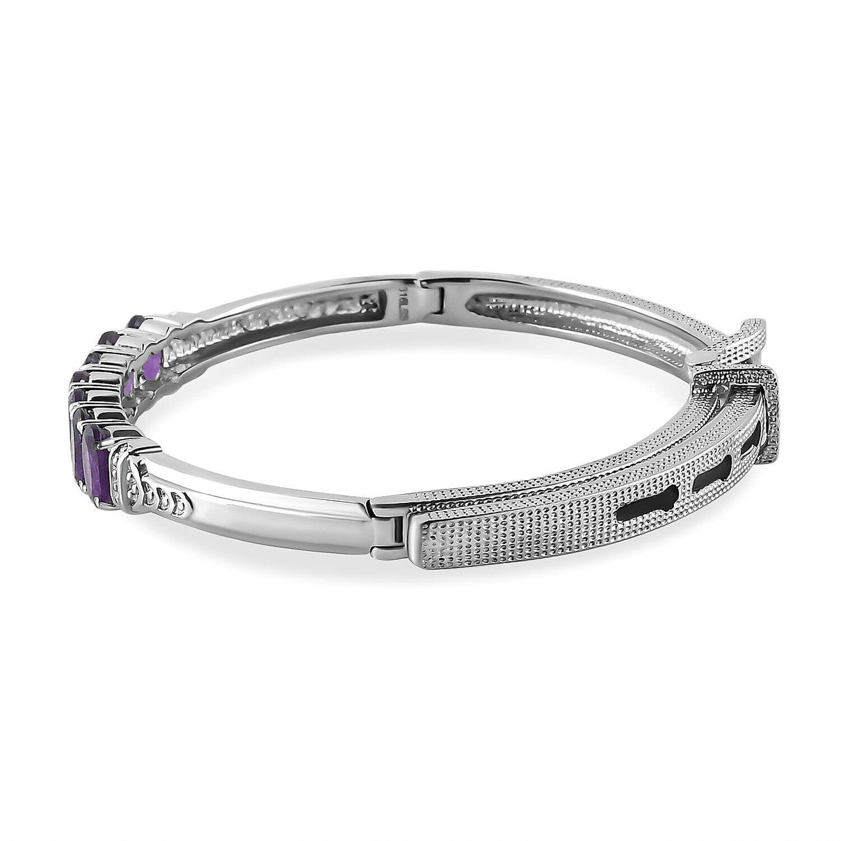 Amethyst Adjustable Buckle Bangle (Size - 6.5 -8) in Stainless Steel 5.06 Ct. 7308242 3
