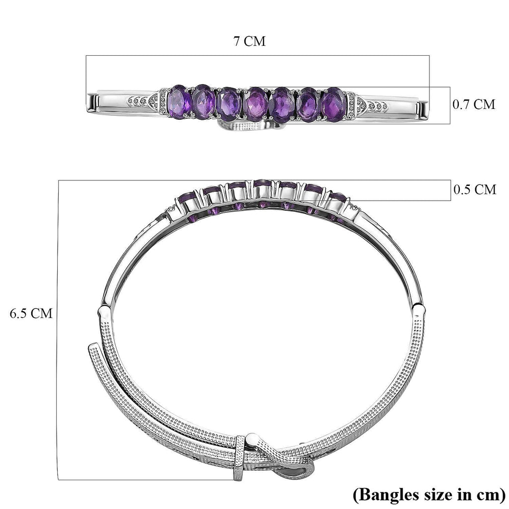 Amethyst Adjustable Buckle Bangle (Size - 6.5 -8) in Stainless Steel 5.06 Ct.