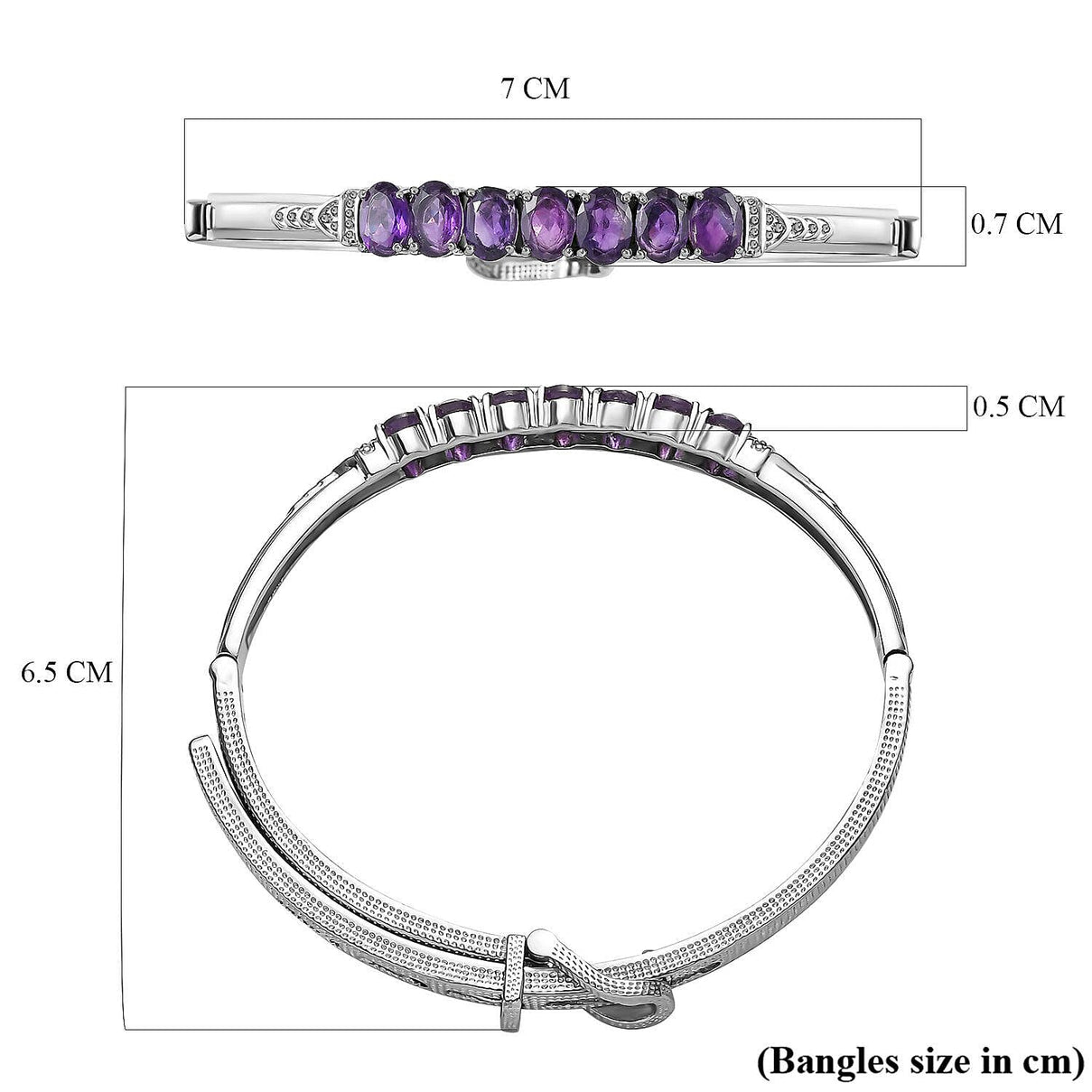 Amethyst Adjustable Buckle Bangle (Size - 6.5 -8) in Stainless Steel 5.06 Ct. 7308242 5