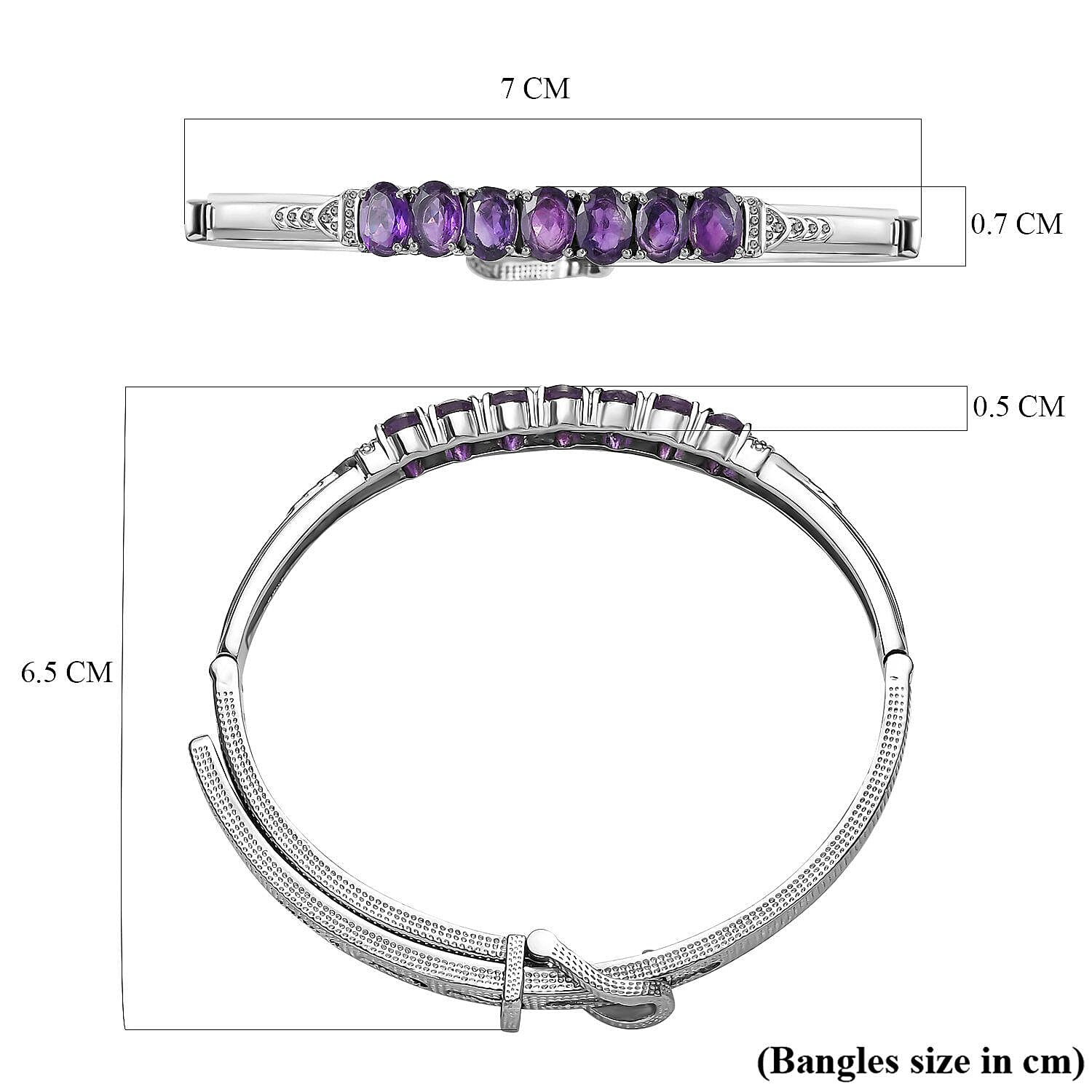 Amethyst Adjustable Buckle Bangle (Size - 6.5 -8) in Stainless Steel 5.06 Ct. 7308242 5