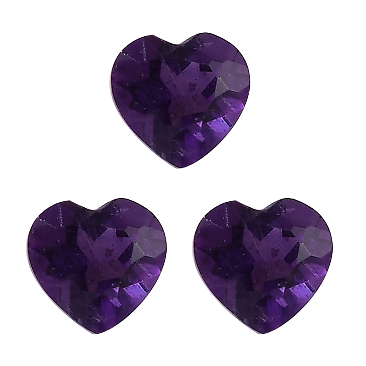 Set of 3 African Amethyst Loose Gemstones in Heart Shape 0.64 Ct. 8074251 0