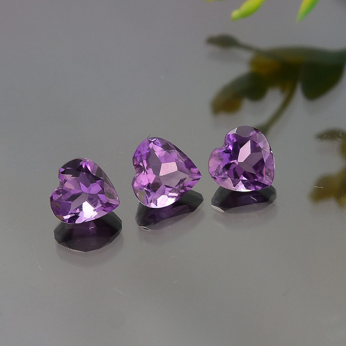 Set of 3 African Amethyst Loose Gemstones in Heart Shape 1.70 Ct. 8063583 2