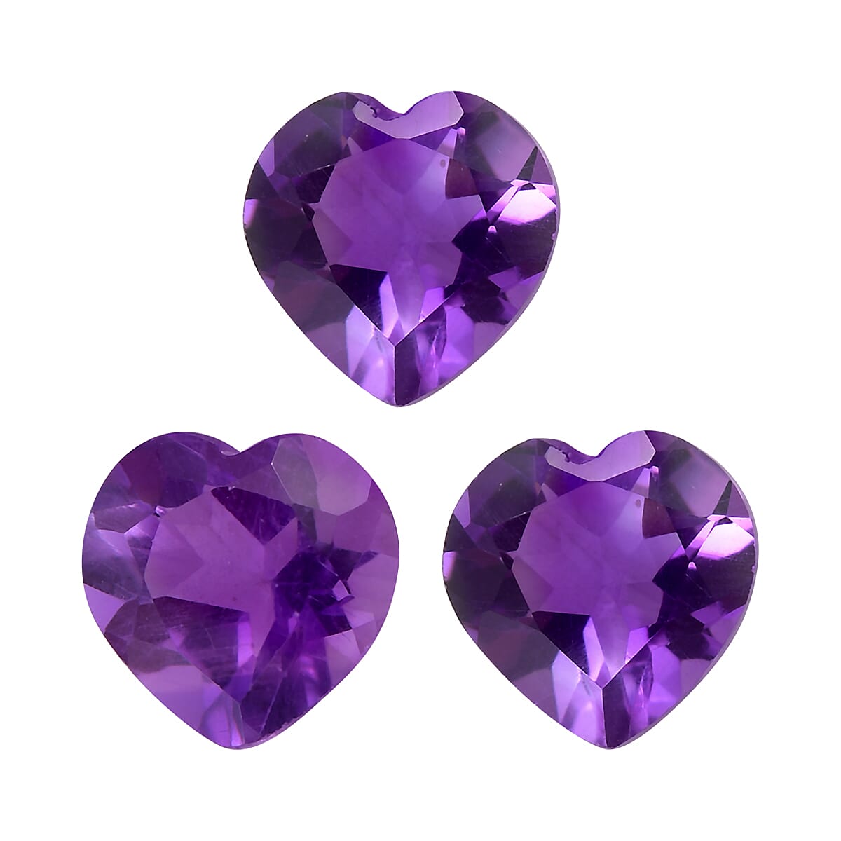 Set of 3 African Amethyst Loose Gemstones in Heart Shape 3.13 Ct. 8063584 0