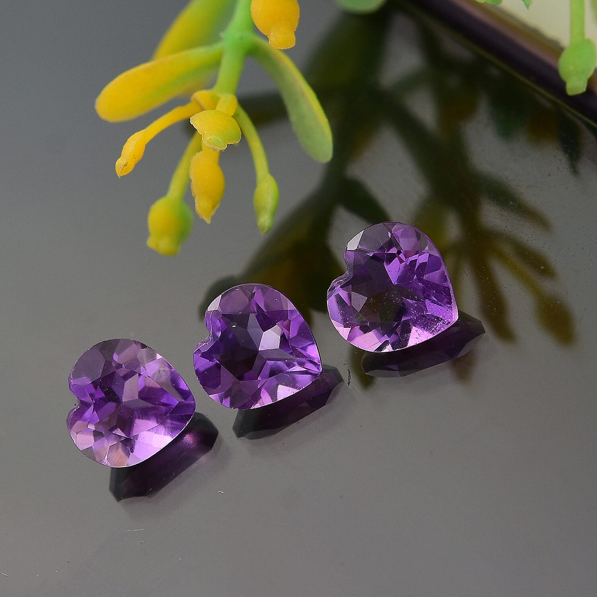 Set of 3 African Amethyst Loose Gemstones in Heart Shape 3.13 Ct. 8063584 2