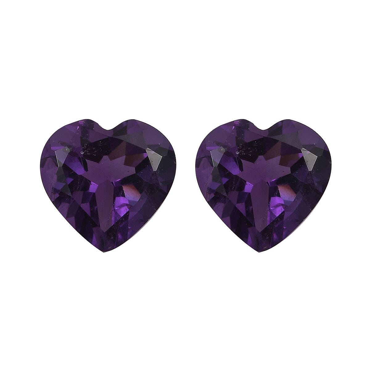 Set of 2 African Amethyst Loose Gemstones in Heart Shape (8mm) 7787421 0