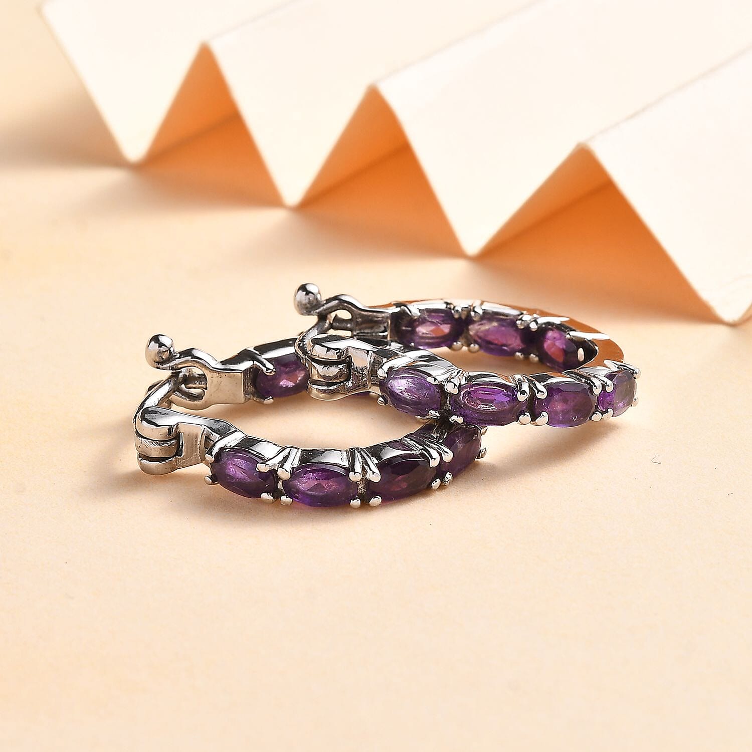 Zambian Amethyst Inside Out Hoop Earrings  3.32 ct 7832316 2