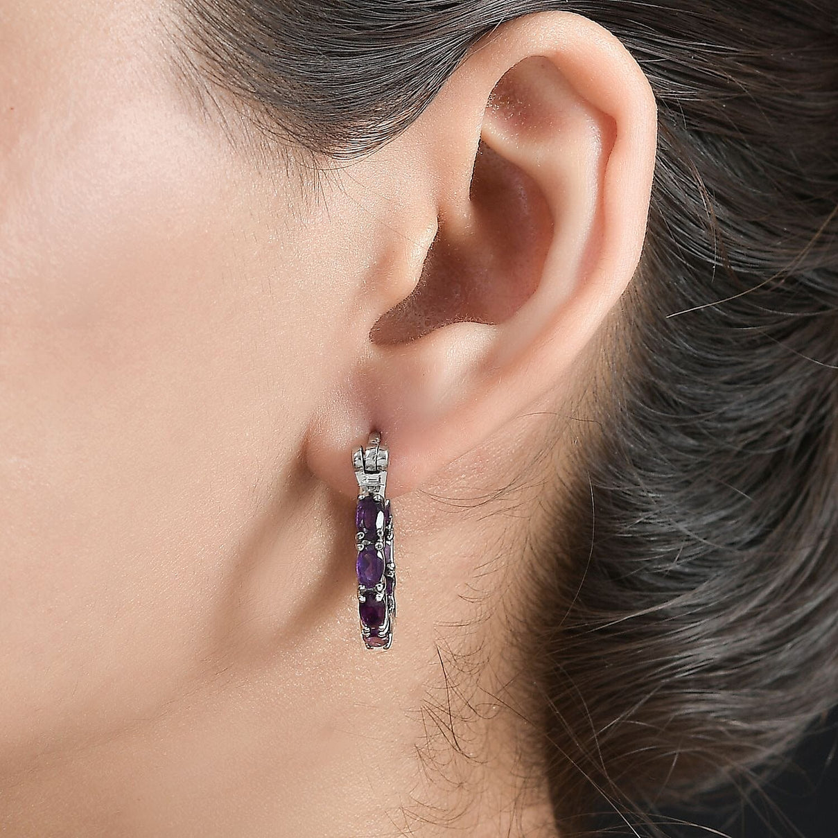 Zambian Amethyst Inside Out Hoop Earrings  3.32 ct 7832316 3