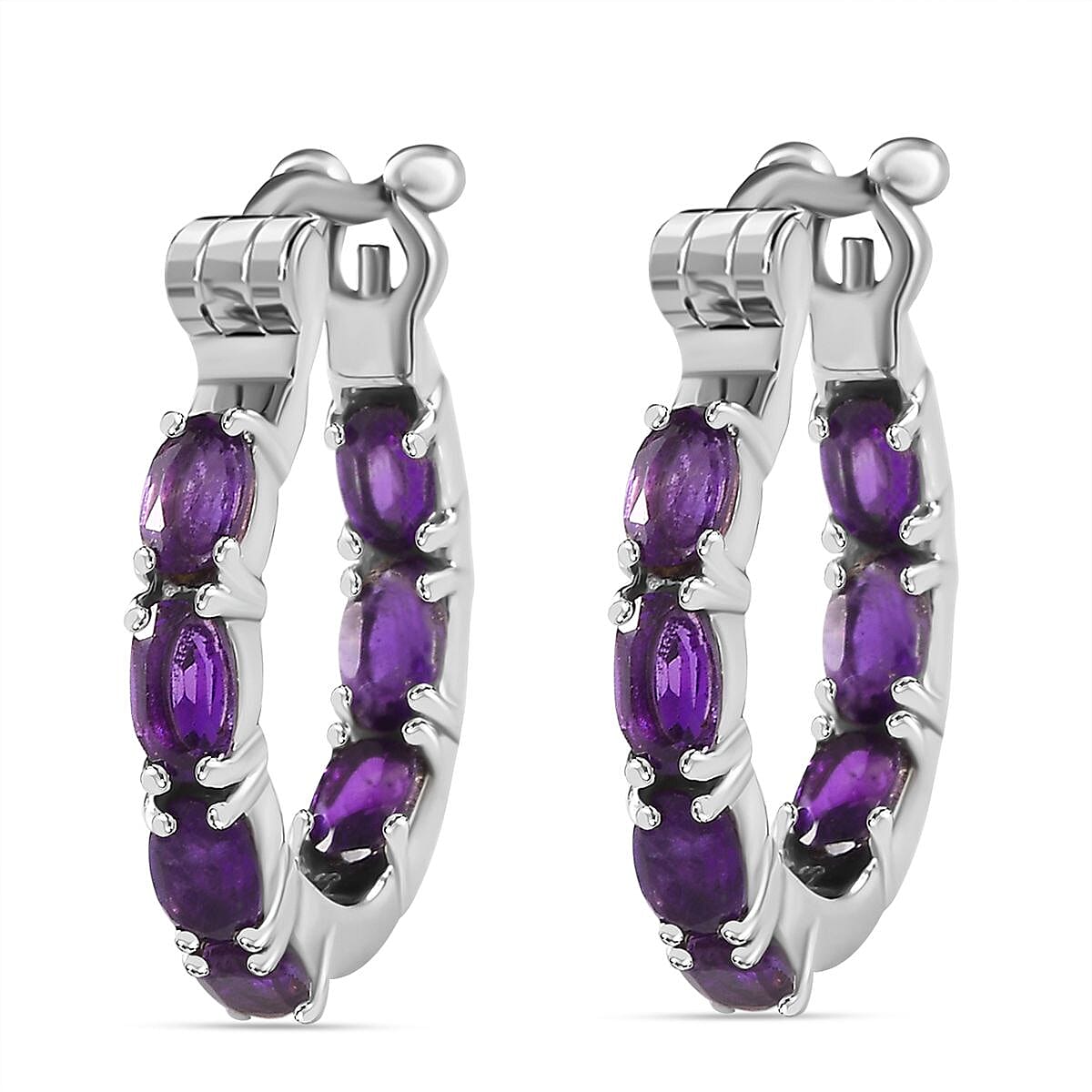 Zambian Amethyst Inside Out Hoop Earrings  3.32 ct 7832316 4