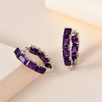 AAA Amethyst Hoop Earrings in Platinum Overlay Sterling Silver 7.75 Ct, Silver Wt. 6.52 Gms