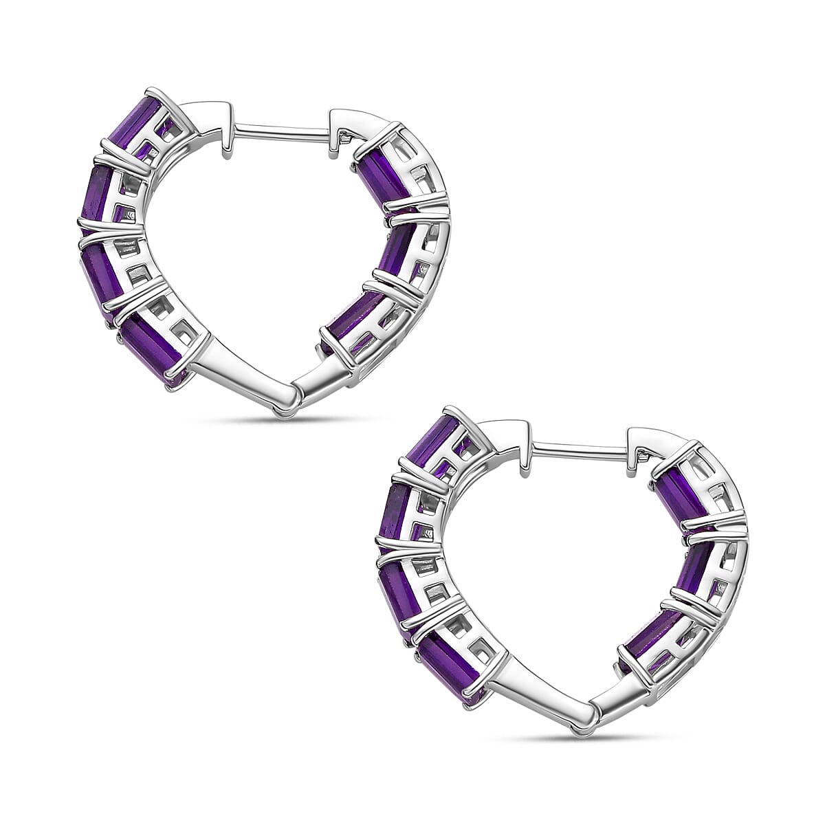 AAA Amethyst Hoop Earrings in Platinum Overlay Sterling Silver 7.75 Ct, Silver Wt. 6.52 Gms 7713721 4