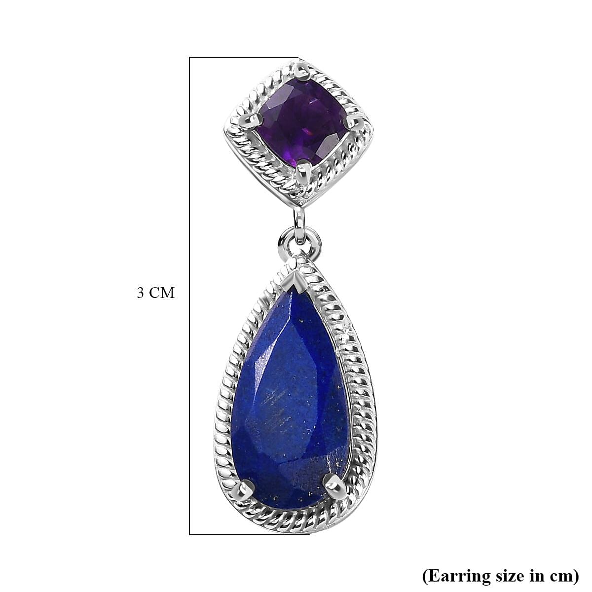 Amethyst &amp; Lapis Lazuli Dangle Earrings in Platinum Overlay Sterling Silver 7.25 Ct. 7735871 6