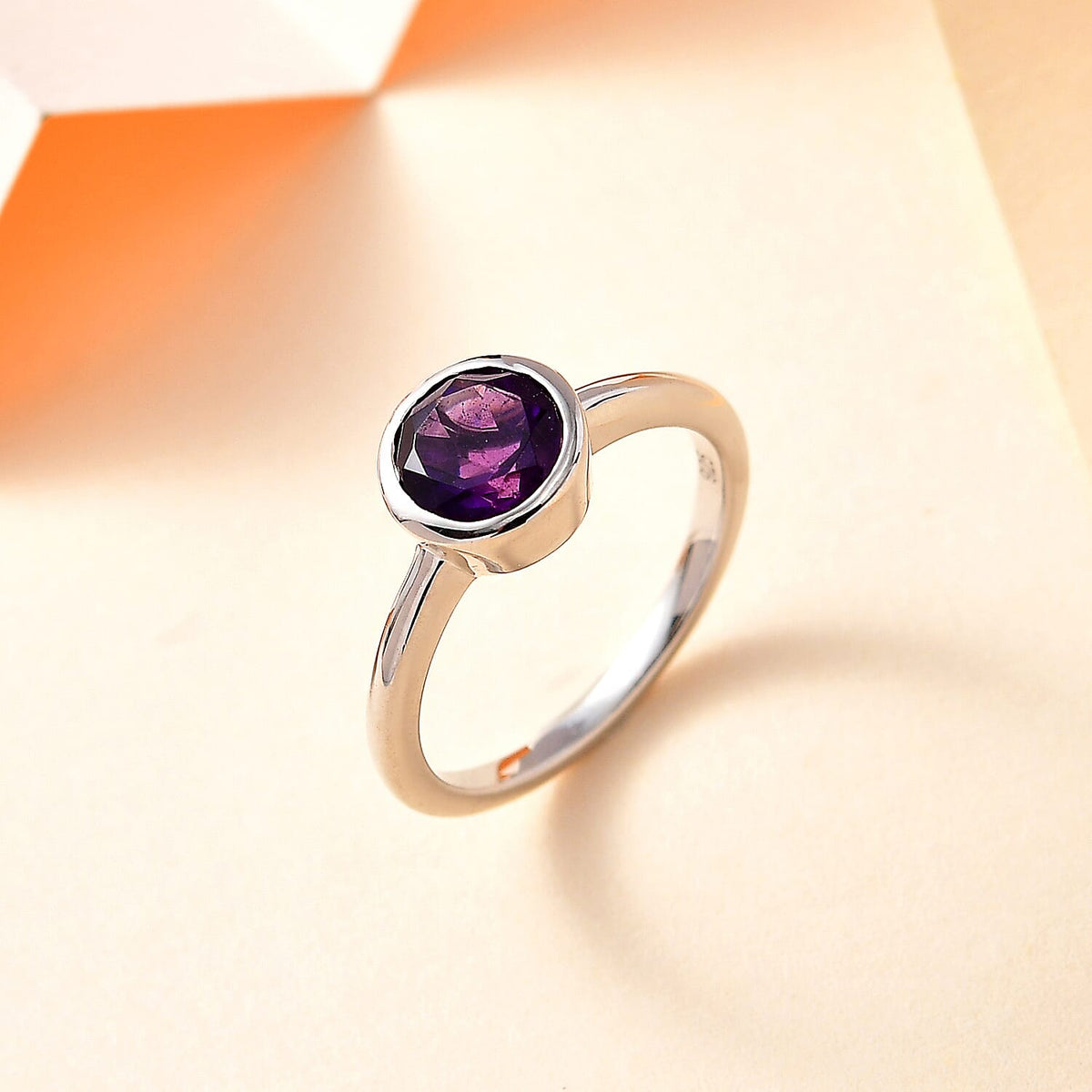 Amethyst Solitaire Ring in Platinum Overlay Sterling Silver 1.20 Ct. 7767657 1