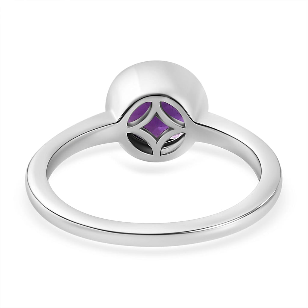Amethyst Solitaire Ring in Platinum Overlay Sterling Silver 1.20 Ct.