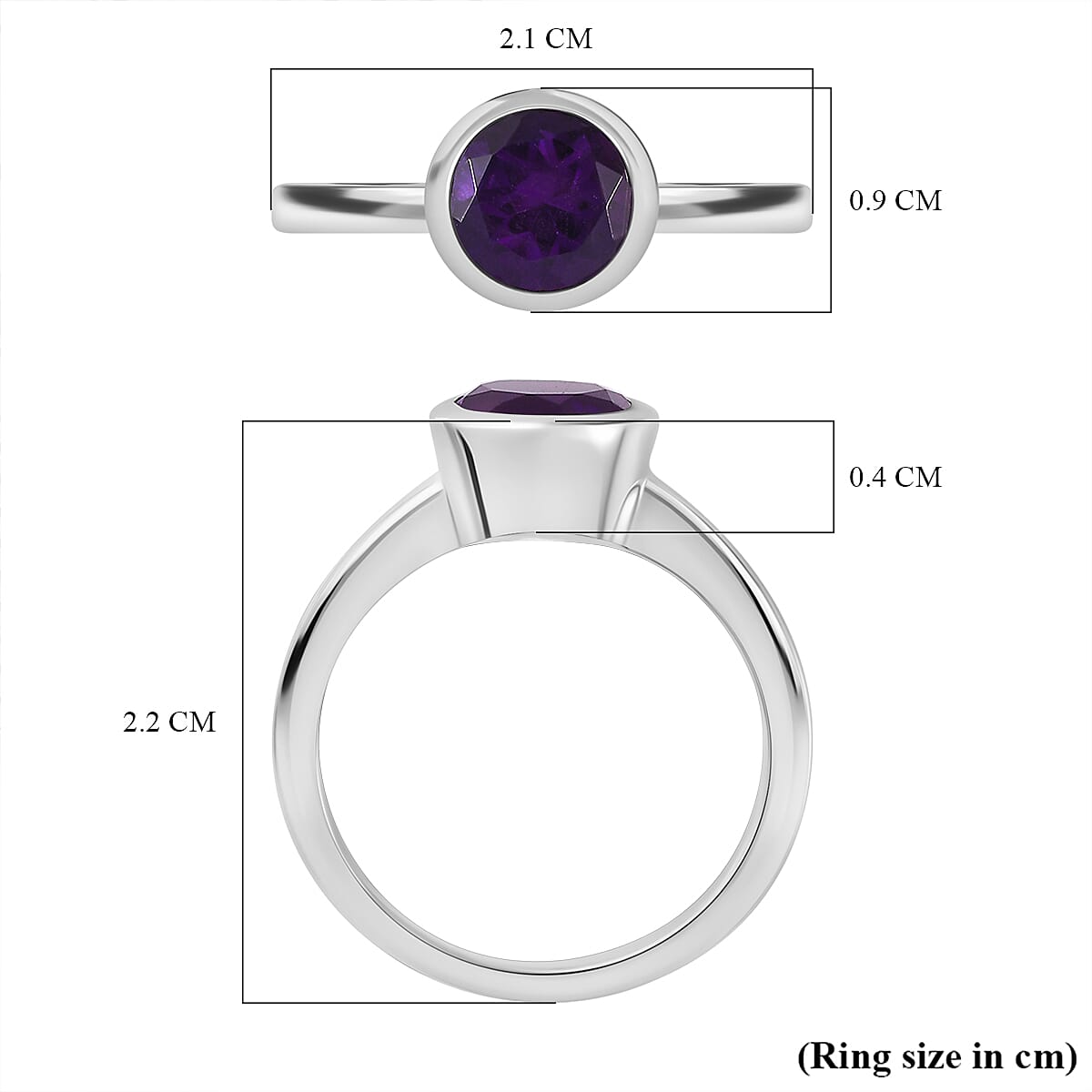 Amethyst Solitaire Ring in Platinum Overlay Sterling Silver 1.20 Ct. 7767657 5