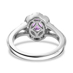 African Amethyst & Moissanite Ring in Rhodium Overlay Sterling Silver 0.91 Ct.