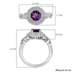 African Amethyst & Moissanite Ring in Rhodium Overlay Sterling Silver 1.31 Ct.