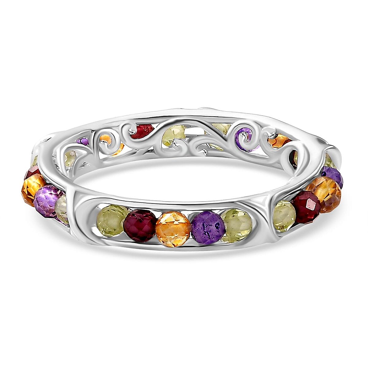 One time Deal - Multi gemstone Band Ring in Sterling Silver 2.4 Ct 7855798 0