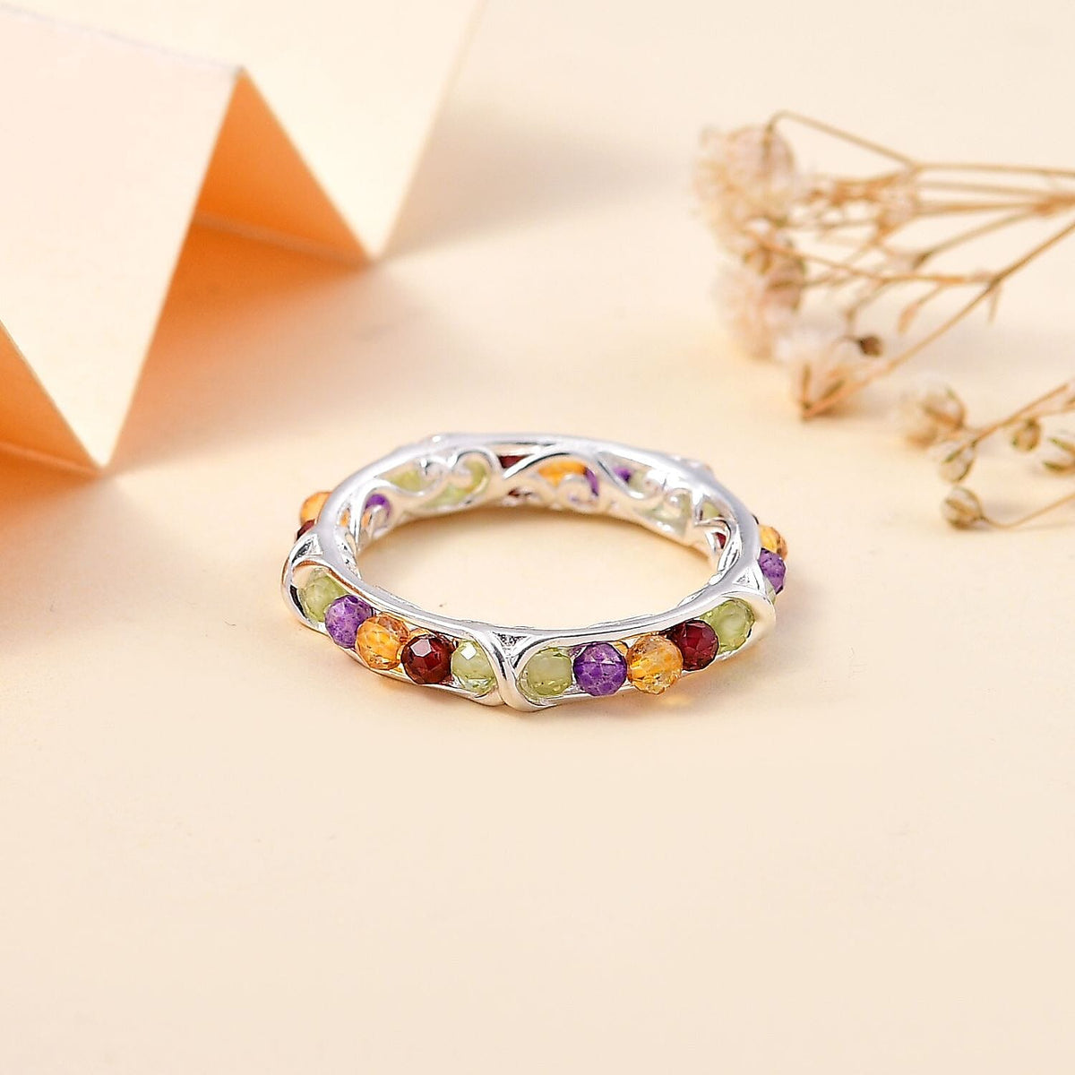 One time Deal - Multi gemstone Band Ring in Sterling Silver 2.4 Ct 7855798 1
