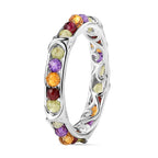 One time Deal - Multi gemstone Band Ring in Sterling Silver 2.4 Ct