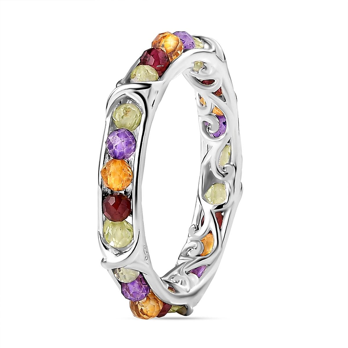 One time Deal - Multi gemstone Band Ring in Sterling Silver 2.4 Ct 7855798 3