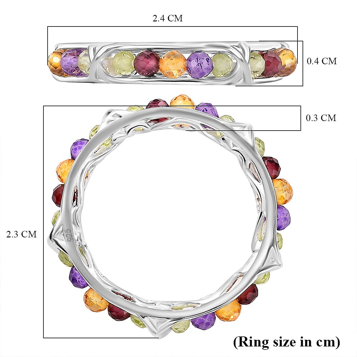 One time Deal - Multi gemstone Band Ring in Sterling Silver 2.4 Ct 7855798 5