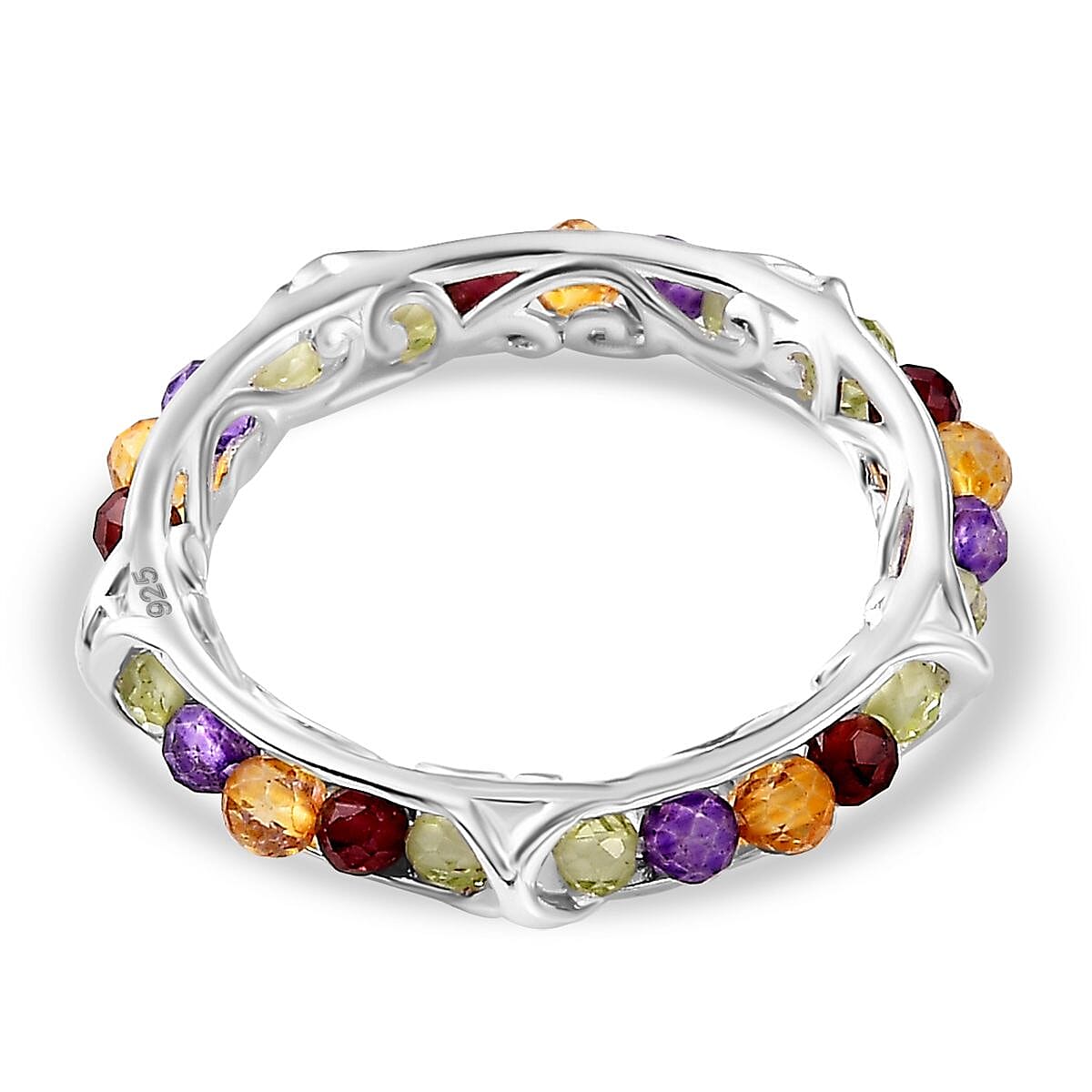 African &amp; Multi Gemstone Band Ring in Sterling Silver 2.42 Ct 7855805 4