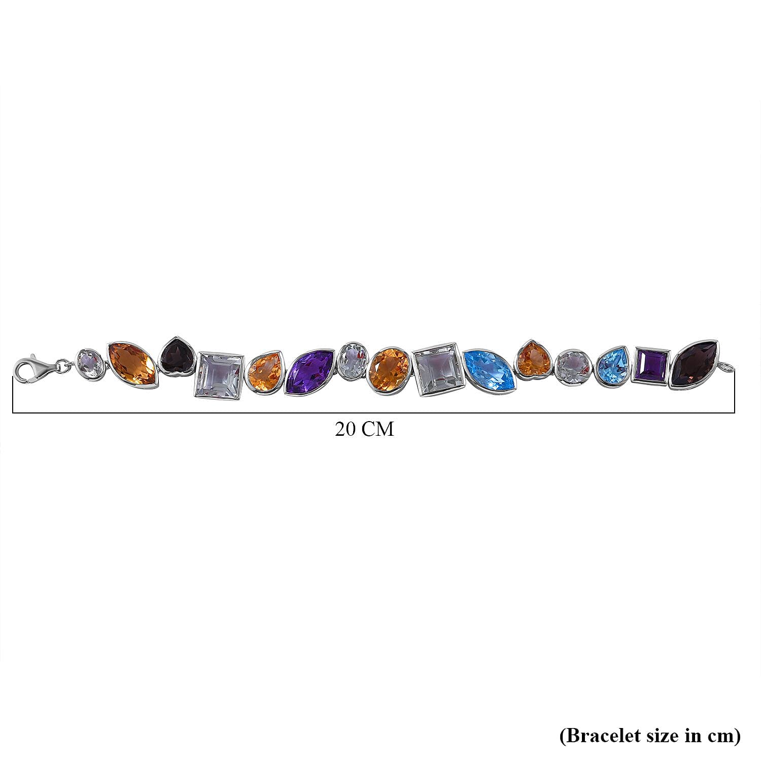 Citrine &amp; Multi Gemstone Bracelet (Size - 7.5) in Rhodium Overlay Sterling Silver 61.25 Ct, Silver Wt. 21.40 Gms 7676190 5