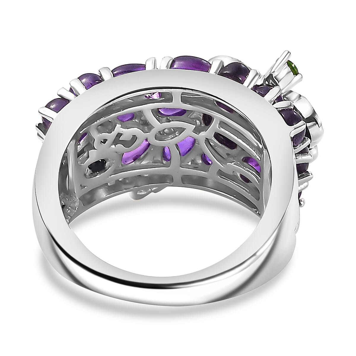 GP Italian Garden Collection - Amethyst, Chrome Diopside and Zircon Libellula Ring in Rhodium Overlay and 18K Gold Vermeil Sterling Silver 7861527 5