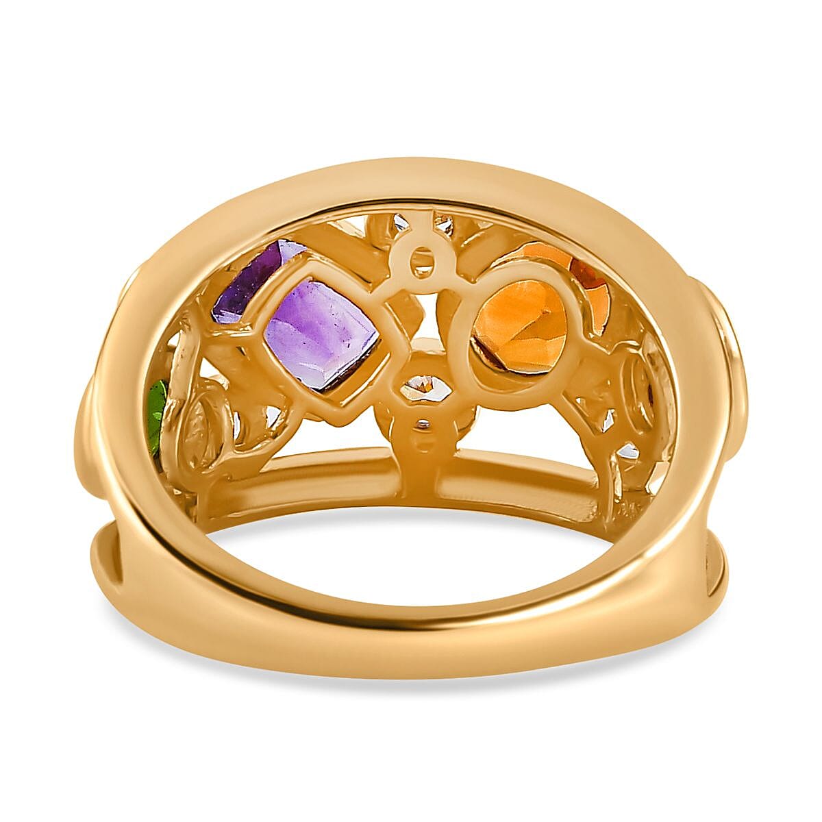 African Amethyst, Multi Gemstones Cluster Ring in 18K Yellow Gold Vermeil Plated Sterling Silver  2.508  Ct. 7777743 4