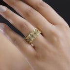 GP Honeycomb Collection - African Amethyst & Multi Gemstones Cluster Ring in 18K Vermeil Yellow Gold Plated Sterling Silver 1.12 Ct Silver Wt 8.00 Gms