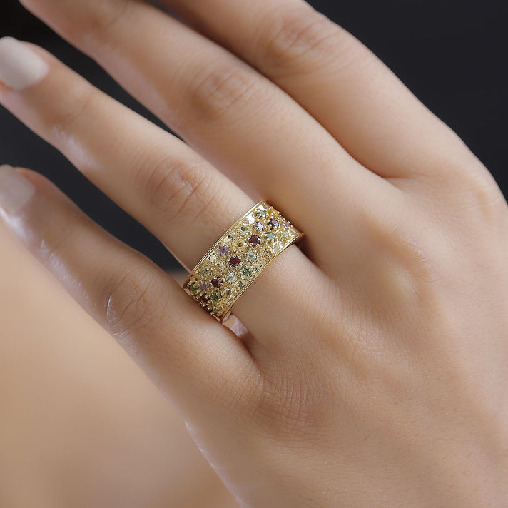 GP Honeycomb Collection - African Amethyst, Multi Gemstones Cluster Ring in 18K Vermeil Yellow Gold Plated Sterling Silver 1.12 Ct. 7978742 2