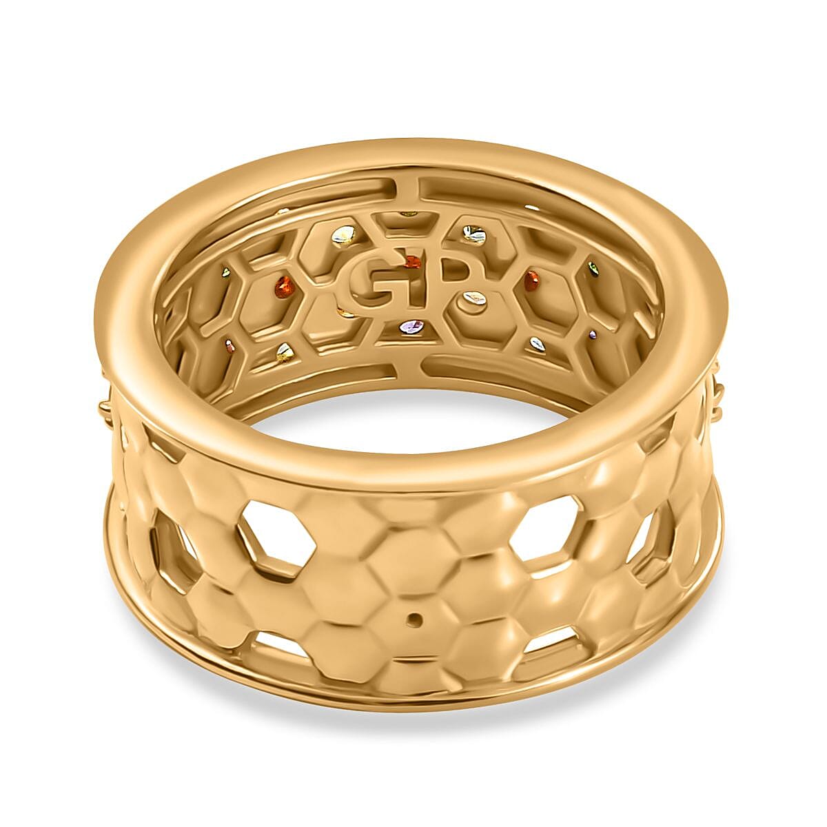 GP Honeycomb Collection - African Amethyst, Multi Gemstones Cluster Ring in 18K Vermeil Yellow Gold Plated Sterling Silver 1.12 Ct. 7978742 4