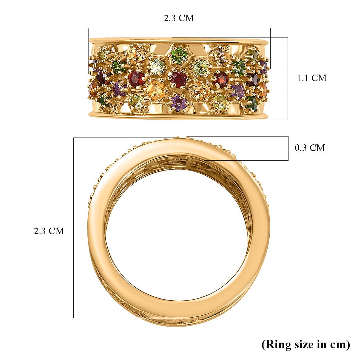 GP Honeycomb Collection - African Amethyst, Multi Gemstones Cluster Ring in 18K Vermeil Yellow Gold Plated Sterling Silver 1.12 Ct. 7978742 5