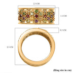 GP Honeycomb Collection - African Amethyst & Multi Gemstones Cluster Ring in 18K Vermeil Yellow Gold Plated Sterling Silver 1.12 Ct Silver Wt 8.00 Gms