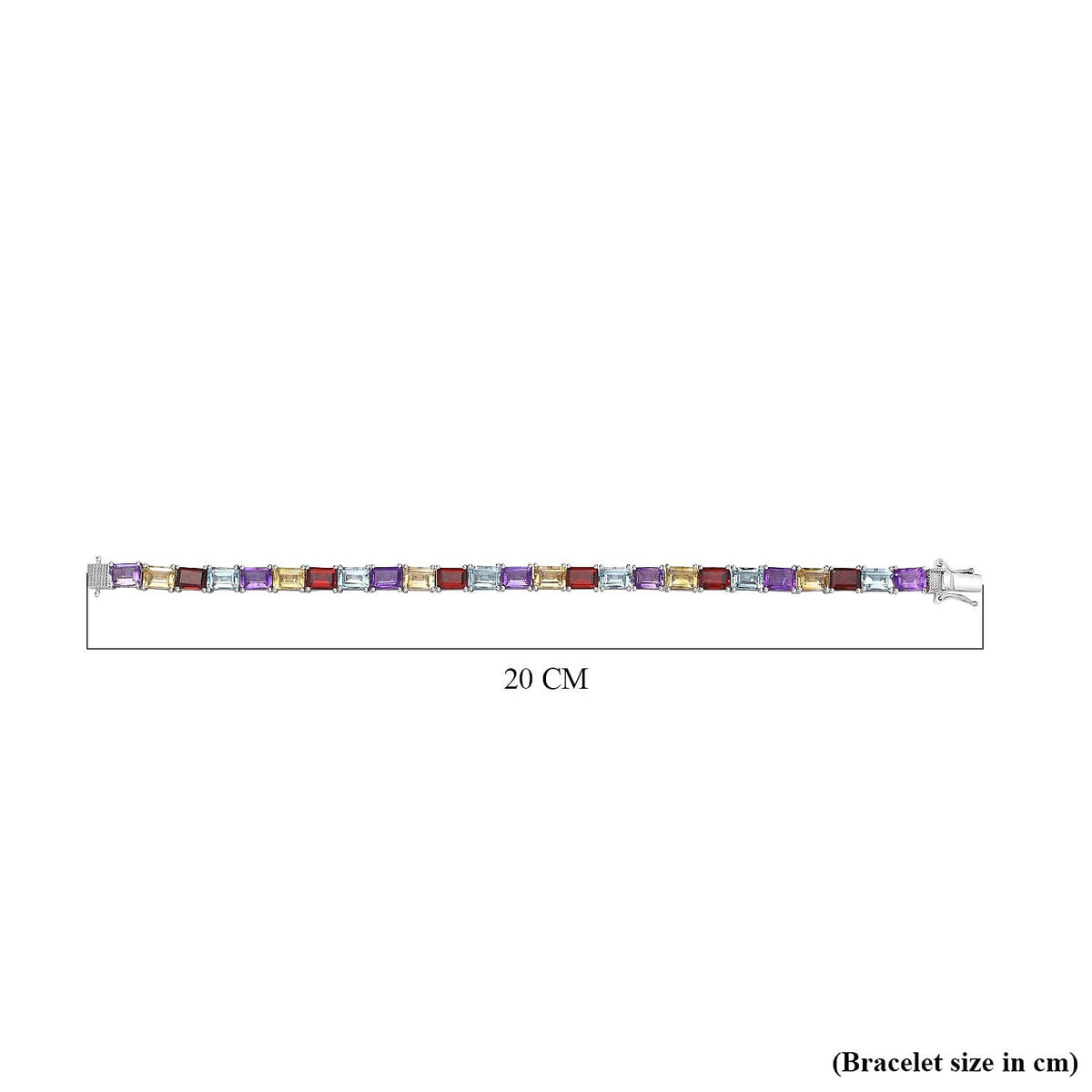 JCK Vegas Find - Multi Gemstone Bracelet (Size - 7.5) in Rhodium Overlay Sterling Silver 27.03 Ct, Silver Wt. 11.74 Gms. 7805973 4