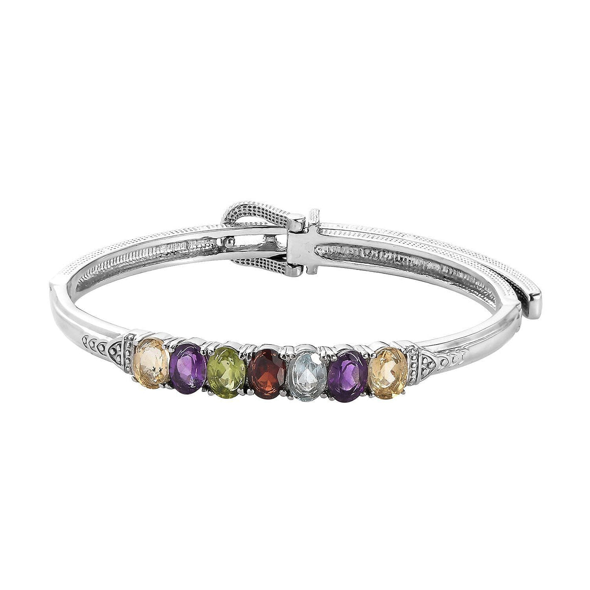 Amethyst, Skyblue Topaz and Multi Gemstone Bangle (Size - 6.5-8 ) 5.56 Ct 7309019 0