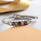 Amethyst, Skyblue Topaz and Multi Gemstone Bangle (Size - 6.5-8 ) 5.56 Ct