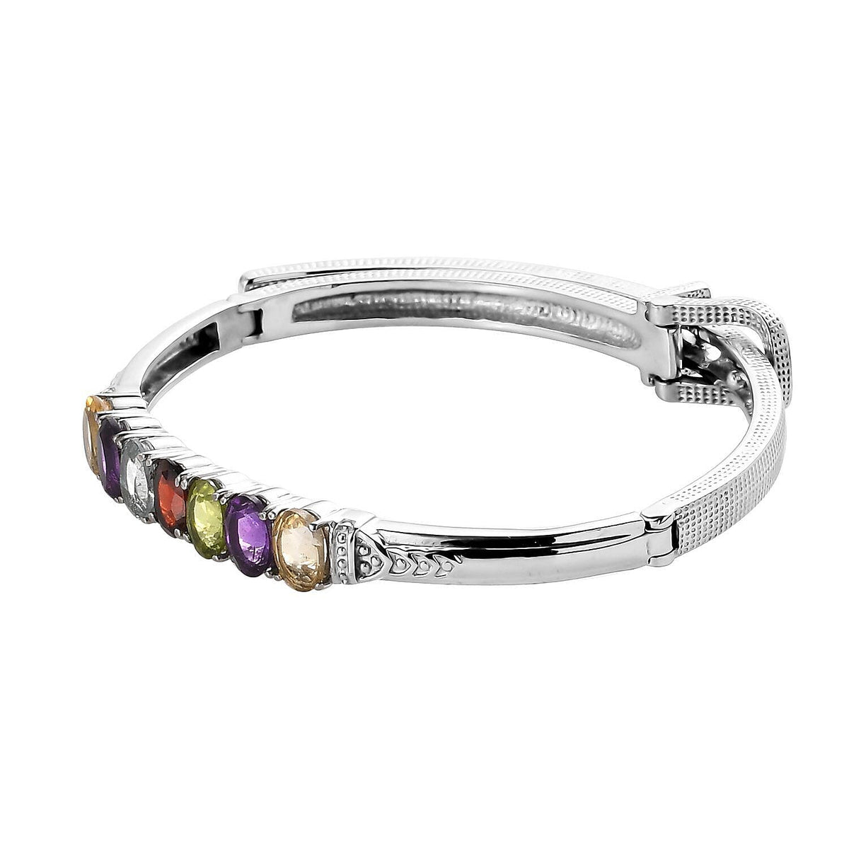Amethyst, Skyblue Topaz and Multi Gemstone Bangle (Size - 6.5-8 ) 5.56 Ct 7309019 4