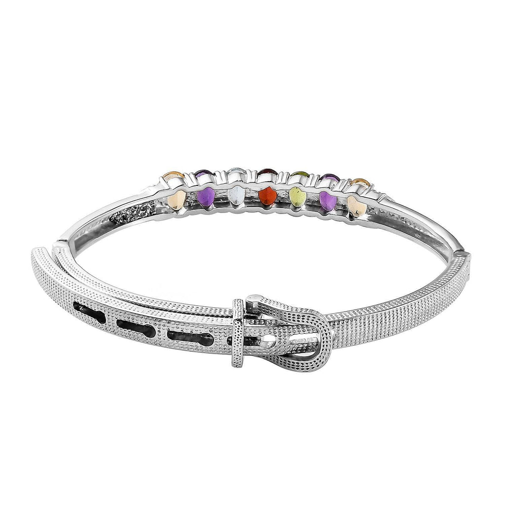 Amethyst, Skyblue Topaz and Multi Gemstone Bangle (Size - 6.5-8 ) 5.56 Ct