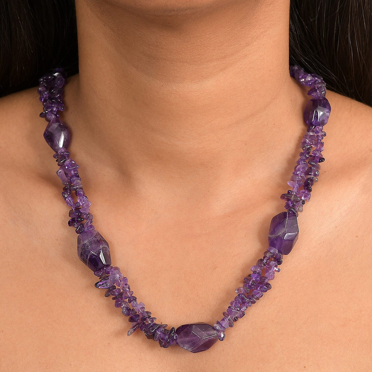 African Amethyst Necklace (Size - 20 - 1 Ext) in Platinum Overlay 330.00 Ct. 8267307 2